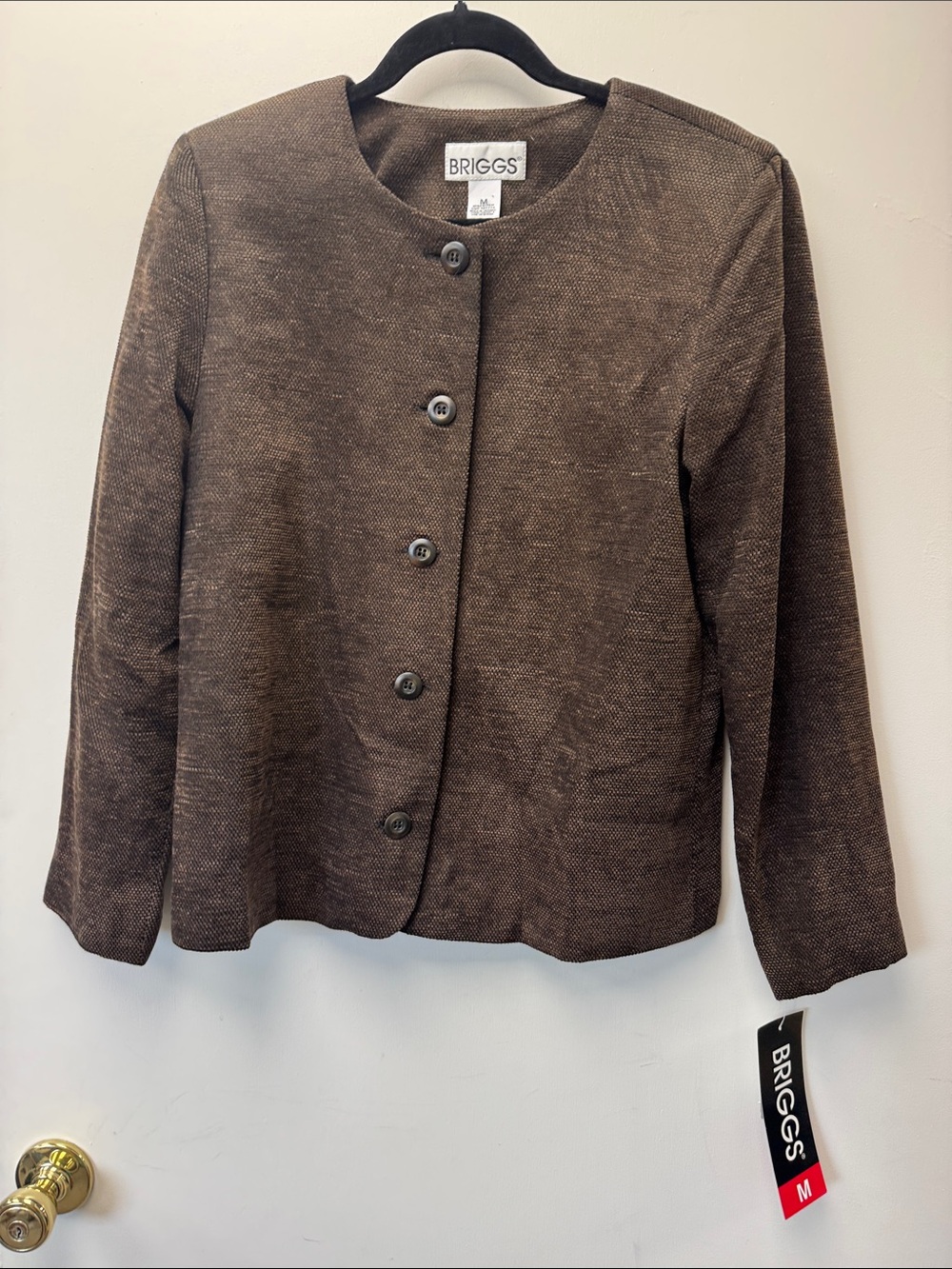 Briggs New York Chocolate Brown Button-Front Blazer